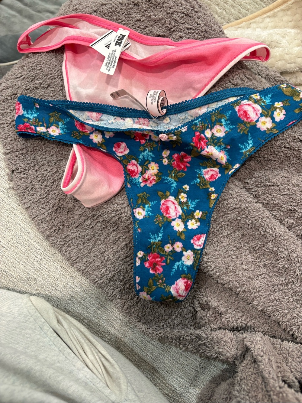 Victoria's Secret Teal Floral & Pink Bikini Panties